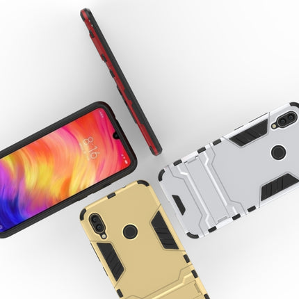 Shockproof PC + TPU Case for XiaoMi RedMi Note 7, with Holder (Red)-garmade.com
