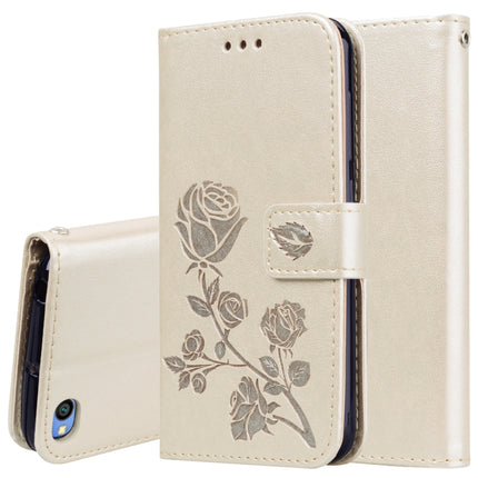 Rose Embossed Horizontal Flip PU Leather Case for Xiaomi Redmi Go, with Holder & Card Slots & Wallet(Gold)-garmade.com