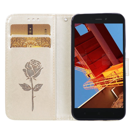 Rose Embossed Horizontal Flip PU Leather Case for Xiaomi Redmi Go, with Holder & Card Slots & Wallet(Gold)-garmade.com