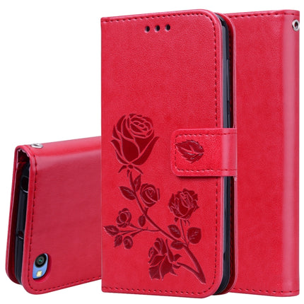 Rose Embossed Horizontal Flip PU Leather Case for Xiaomi Redmi Go, with Holder & Card Slots & Wallet(Red)-garmade.com