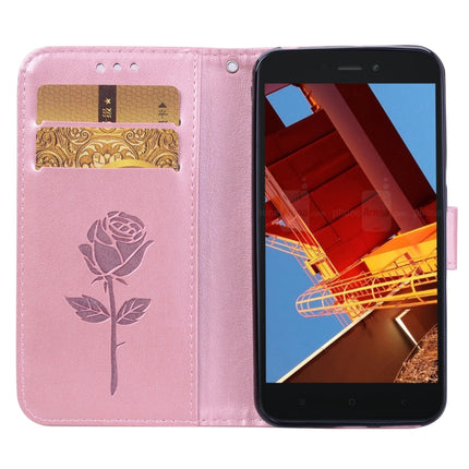 Rose Embossed Horizontal Flip PU Leather Case for Xiaomi Redmi Go, with Holder & Card Slots & Wallet(Rose Gold)-garmade.com