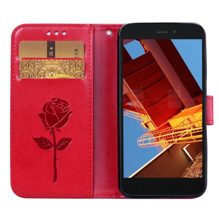 Rose Embossed Horizontal Flip PU Leather Case for Xiaomi Redmi Go, with Holder & Card Slots & Wallet(Red)-garmade.com
