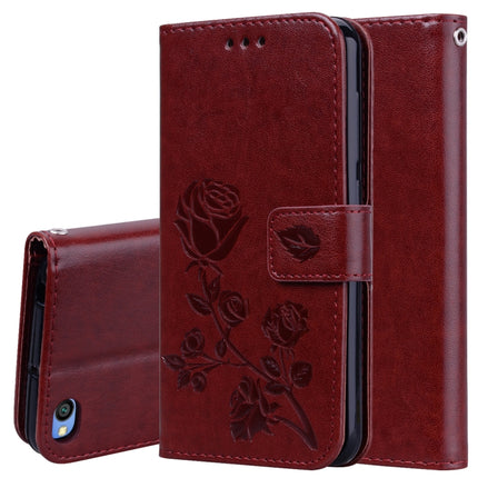 Rose Embossed Horizontal Flip PU Leather Case for Xiaomi Redmi Go, with Holder & Card Slots & Wallet(Brown)-garmade.com