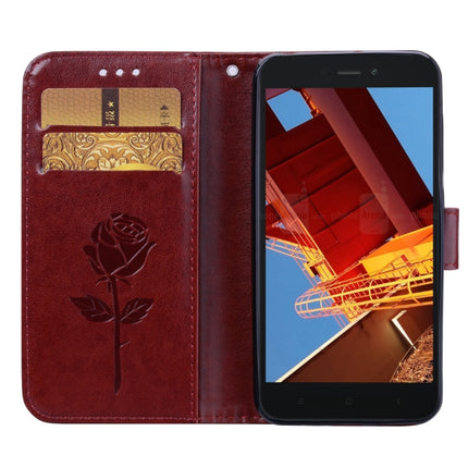 Rose Embossed Horizontal Flip PU Leather Case for Xiaomi Redmi Go, with Holder & Card Slots & Wallet(Brown)-garmade.com