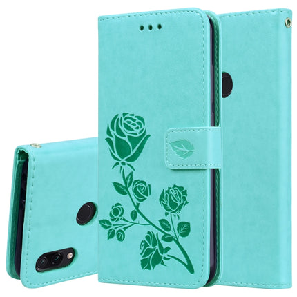 Rose Embossed Horizontal Flip PU Leather Case for Xiaomi Redmi Note 7, with Holder & Card Slots & Wallet(Green)-garmade.com
