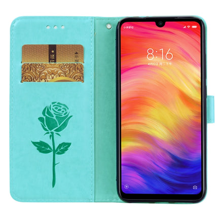 Rose Embossed Horizontal Flip PU Leather Case for Xiaomi Redmi Note 7, with Holder & Card Slots & Wallet(Green)-garmade.com