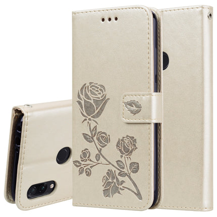 Rose Embossed Horizontal Flip PU Leather Case for Xiaomi Redmi Note 7, with Holder & Card Slots & Wallet(Gold)-garmade.com