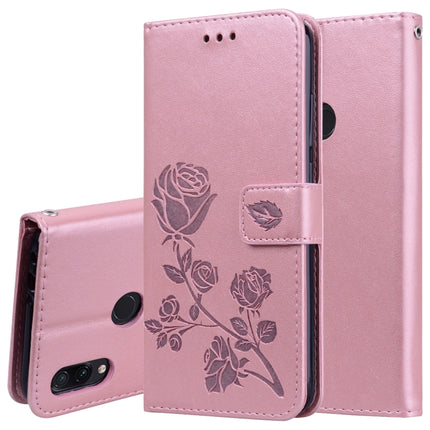 Rose Embossed Horizontal Flip PU Leather Case for Xiaomi Redmi Note 7, with Holder & Card Slots & Wallet(Rose Gold)-garmade.com