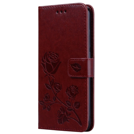 Rose Embossed Horizontal Flip PU Leather Case for Xiaomi Redmi Note 7, with Holder & Card Slots & Wallet(Brown)-garmade.com