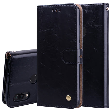 Business Style Oil Wax Texture Horizontal Flip Leather Case for Xiaomi Redmi Note7, with Holder & Card Slots & Wallet(Black)-garmade.com