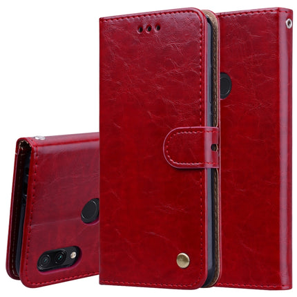 Business Style Oil Wax Texture Horizontal Flip Leather Case for Xiaomi Redmi Note7, with Holder & Card Slots & Wallet(Red)-garmade.com