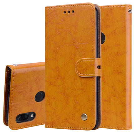 Business Style Oil Wax Texture Horizontal Flip Leather Case for Xiaomi Redmi Note7, with Holder & Card Slots & Wallet(Brown)-garmade.com