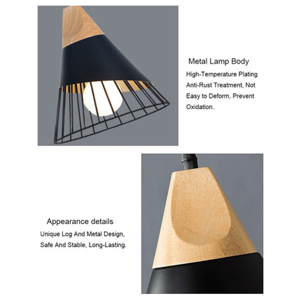 YWXLight E27 Modern Lighting Iron Solid Wood Pendant Light Hanging Lamp (Black)-garmade.com