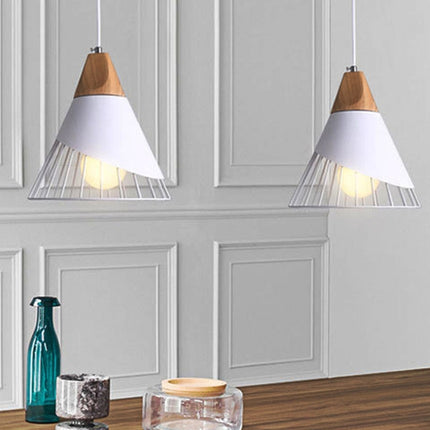 YWXLight E27 Modern Lighting Iron Solid Wood Pendant Light Hanging Lamp (Black)-garmade.com