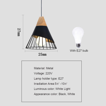 YWXLight E27 Modern Lighting Iron Solid Wood Pendant Light Hanging Lamp(White)-garmade.com