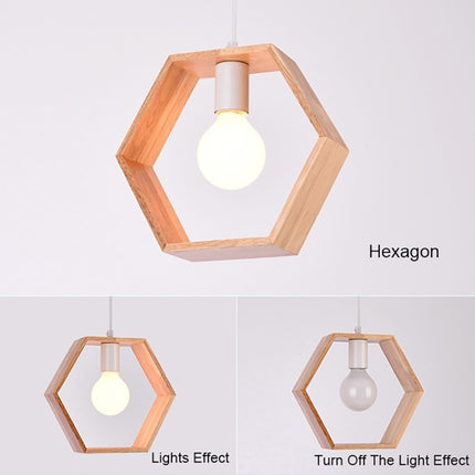 YWXLight Home Decoration Personality Creative Simple Solid Wood Geometric Pendant Lights (Hexagon)-garmade.com