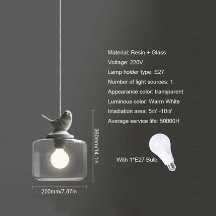 YWXLight Nordic Modern Hanging Lamp Transparent Birdcage Glass Pendant Light LED E27 Ceiling Light Perfect for Kitchen Dining Room Bedroom (Wram White)-garmade.com