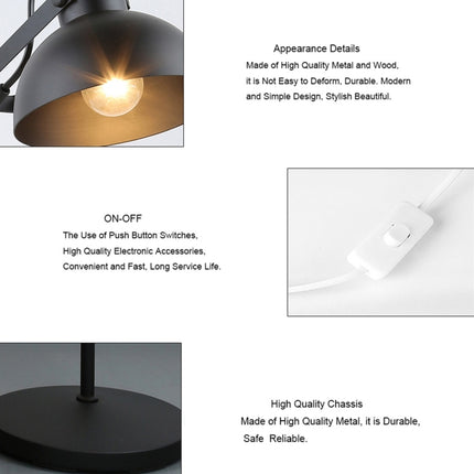 YWXLight Adjustable Angle Metal Wooden Chassis Floor Lamp (Black)-garmade.com