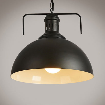 YWXLight Retro Industrial Pendant Light Creative Single Head Iron Art Hanging Lamp E27 Bulb Perfect for Kitchen Dining Room Bedroom Living Room (Color:Black Size: + Warm White)-garmade.com
