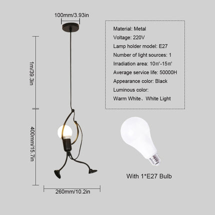 YWXLight Nordic Modern Pendant Light Black Metal E27 Bulb Villain Modeling LED Lamp Restaurant Bedroom Living Room(Warm White)-garmade.com