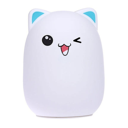 YWXLight Color Change Cat Shape USB Rechargeable LED Silicone Soft Nightlight (Blue)-garmade.com