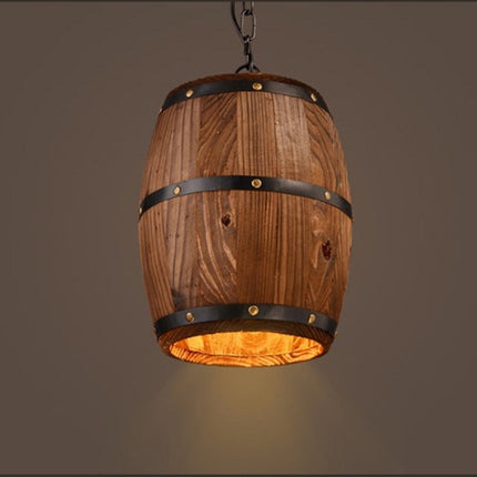 YWXLight Vintage Barrel Chandelier Creative Wooden Wine Barrel Lighting Personalized Cafe Bar Light-garmade.com