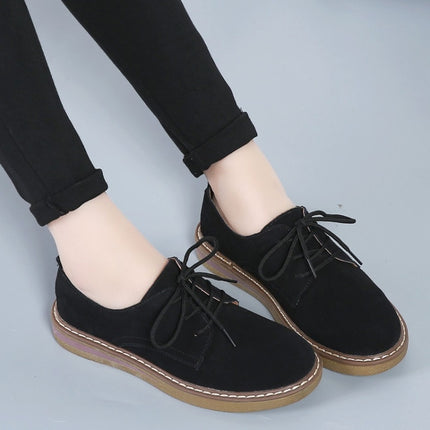 Suede Flat Bottom Lace-up Wear Resistant Fashion Casual Shoes for Woman-garmade.com