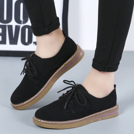Suede Flat Bottom Lace-up Wear Resistant Fashion Casual Shoes for Woman-garmade.com