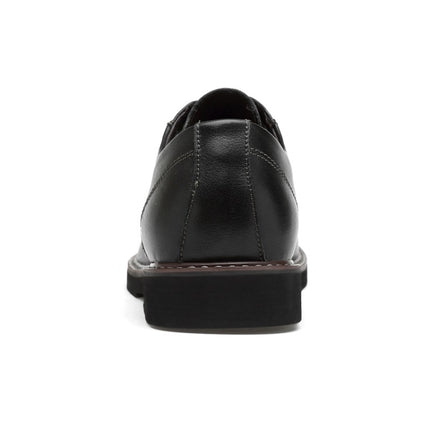 Round Head Solid Color First Layer Cowhide Casual Shoes for Men (Color:Black Size:48)-garmade.com