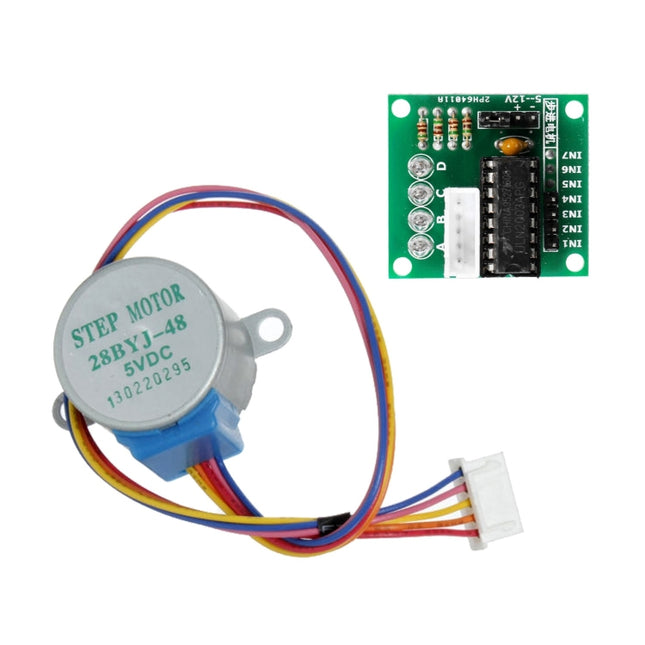 LDTR-WG0246 28YBJ-48 DC 5V 4 Phase 5 Wire Stepper Motor with ULN2003 Driver Board (Silver)-garmade.com