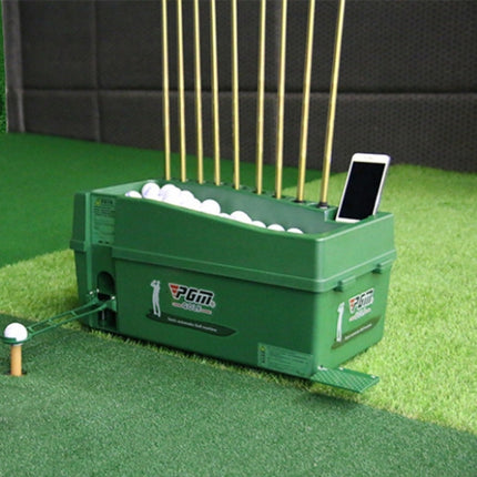 PGM Indoor Golf Multi-function Large Capacity Automatic Ball Machine with Club Rack (Green)-garmade.com