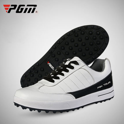 PGM Golf Soft Super Waterproof Breathable Casual Leather Shoes Sneakers for Men(Color: White Black Size:43)-garmade.com