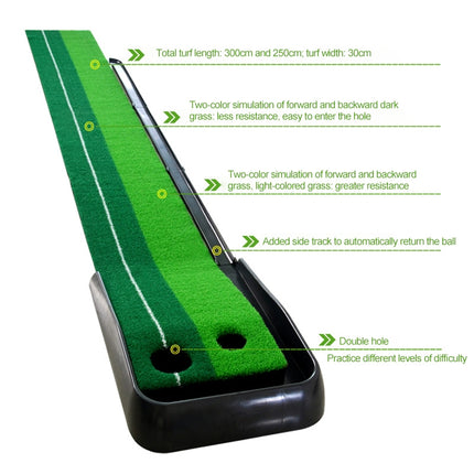 PGM 2.5m Golf Indoor Swing Grip Putting Trainer Practice Pace with Automatic Return Fairways-garmade.com