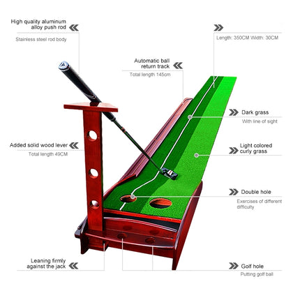 PGM 3.5m Golf Solid Wood Putter Trainer Practice Set Training Mat-garmade.com