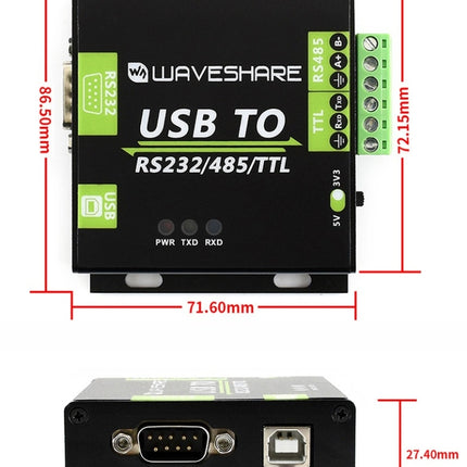 Waveshare USB TO RS232 / RS485 / TTL Industrial Isolated Converter-garmade.com