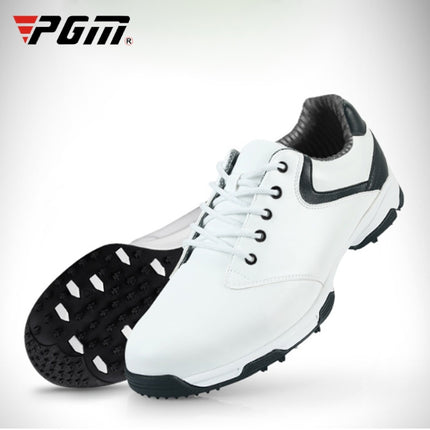 PGM Golf Waterproof Anti-slip Microfiber Leather Nail Shoes Sneakers for Men (Color:White Black Size:40)-garmade.com