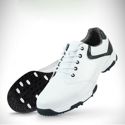 PGM Golf Waterproof Anti-slip Microfiber Leather Nail Shoes Sneakers for Men (Color:White Black Size:40)-garmade.com