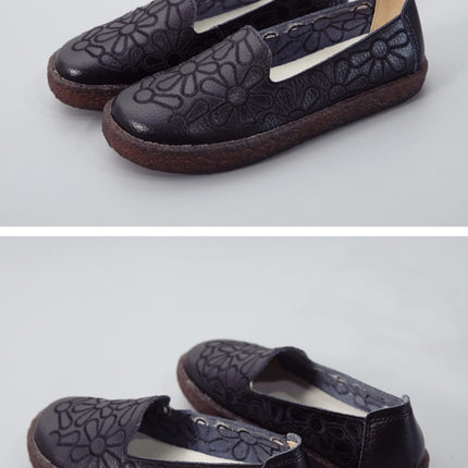 Embroidered Breathable Wearable Wild Casual Shoes for Women (Color:Black Size:37)-garmade.com