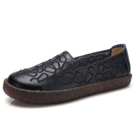 Embroidered Breathable Wearable Wild Casual Shoes for Women (Color:Black Size:38)-garmade.com