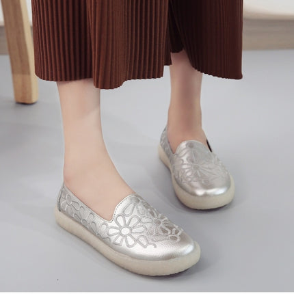 Embroidered Breathable Wearable Wild Casual Shoes for Women (Color:Gold Size:35)-garmade.com