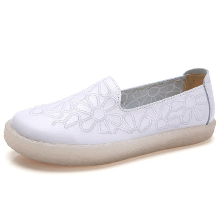 Embroidered Breathable Wearable Wild Casual Shoes for Women (Color:White Size:35)-garmade.com