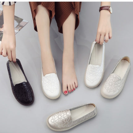 Embroidered Breathable Wearable Wild Casual Shoes for Women (Color:White Size:35)-garmade.com