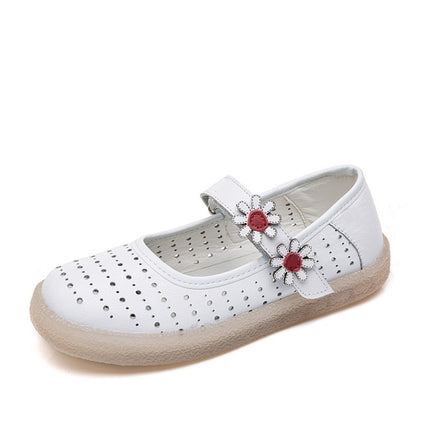 Simple Non-slip Wear-resistant Flower Student Shoes Women Sandals (Color:White Hollow Size:34)-garmade.com