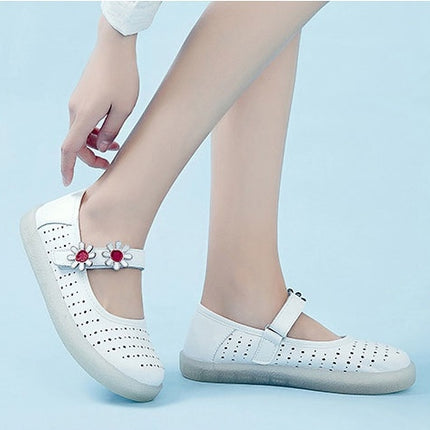 Simple Non-slip Wear-resistant Flower Student Shoes Women Sandals (Color:White Hollow Size:34)-garmade.com