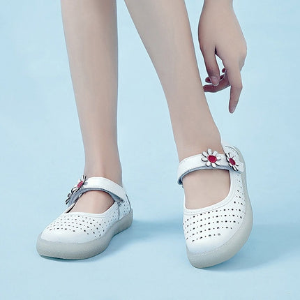 Simple Non-slip Wear-resistant Flower Student Shoes Women Sandals (Color:White Hollow Size:34)-garmade.com