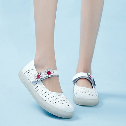 Simple Non-slip Wear-resistant Flower Student Shoes Women Sandals (Color:White Hollow Size:35)-garmade.com