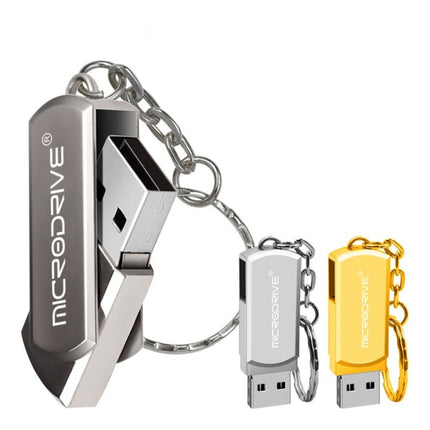 MicroDrive 8GB USB 2.0 Creative Personality Metal U Disk with Keychain (Gold)-garmade.com