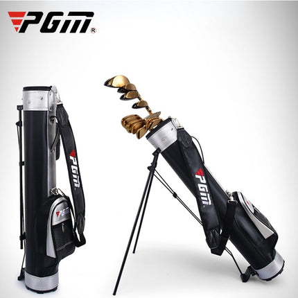 PGM Golf Large Capacity Nylon + PU Bag with Holder for Men and Women (Black Silver)-garmade.com