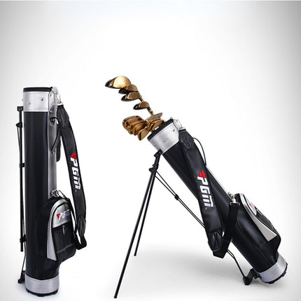 PGM Golf Large Capacity Nylon + PU Bag with Holder for Men and Women (Black Silver)-garmade.com