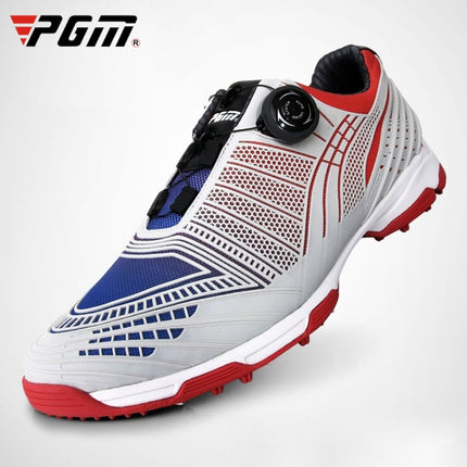 PGM Golf Knob Buckle Lace Sneakers Outdoor Sport Non-slip Shoes for Men(Color:Blue Red Size:39)-garmade.com